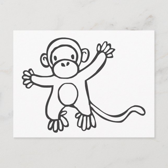 Carte Postale Jeune singe en noir et blanc (Devant)