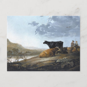 Carte Postale Jeunes éleveurs avec vaches