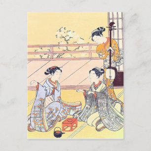 Carte Postale Jeunes femmes jouant Kitsune-ken