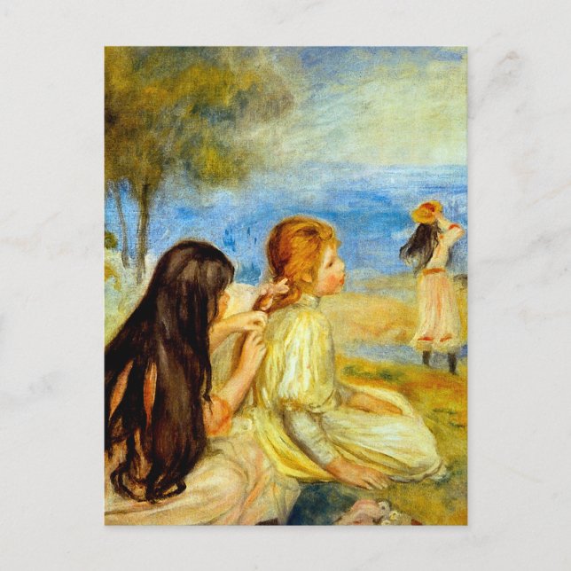 Carte Postale Jeunes filles bord de mer belle peinture Renoir (Devant)
