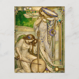 Carte Postale Jeunes Filles Musiciennes Art Nouveau Illustration
