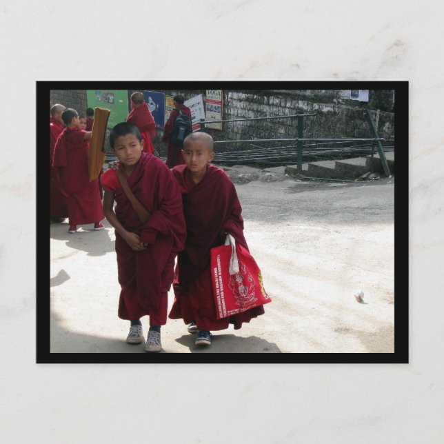 Carte Postale Jeunes moines bouddhistes tibétains, Dharamsala, I (Devant)