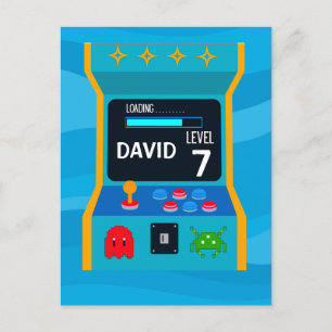 Carte Postale Jeux d'arcade Anniversaire Niveau de la fête des g