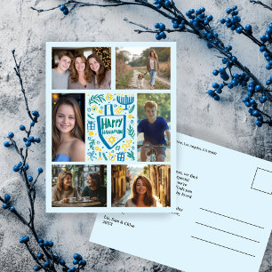 Carte Postale JEUX HANOUKKA Doodle CUSTOM 6 PHOTO Holiday