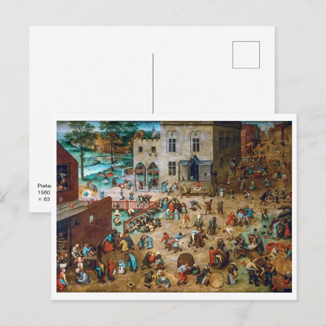 Carte Postale Jeux pour enfants | Pieter Bruegel l'Ancien | (Devant / Derrière)