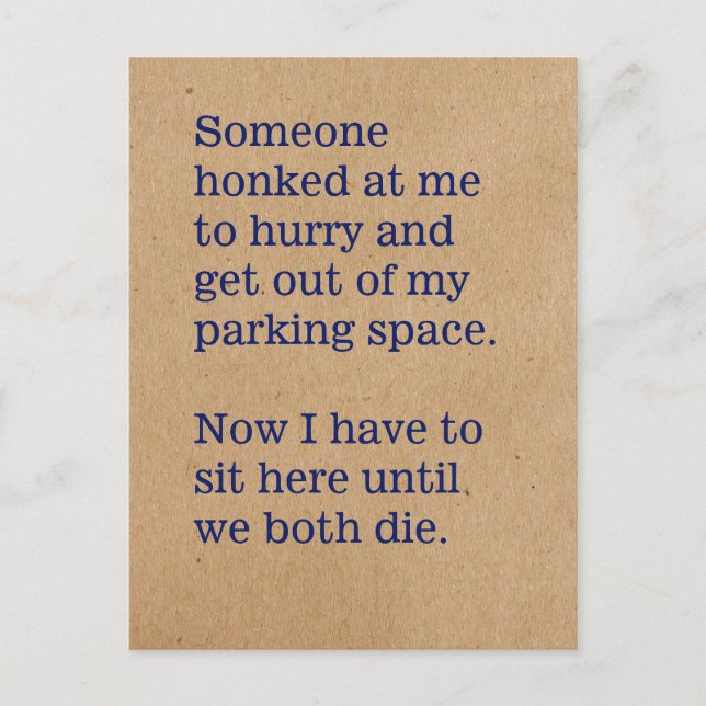 Carte Postale Jeux que nous jouons dans les voitures / Honking J (Devant)