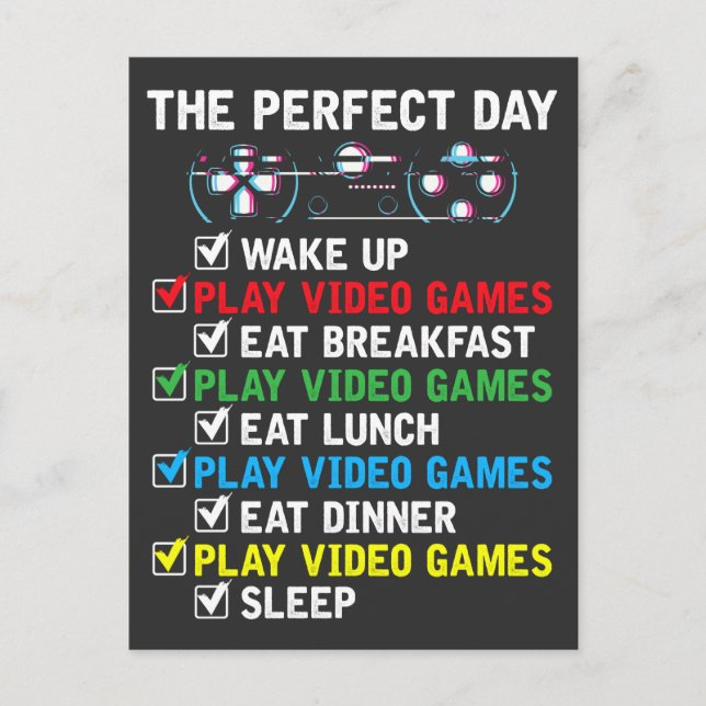 Carte Postale Jeux Vidéo Enfants Amusant Gamer (Devant)