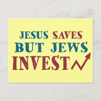 Carte Postale Jews Invest - humour financier juif