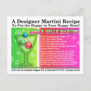 Carte postale Jingle Bells Martini de Noël Recette