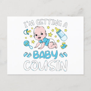 Carte Postale J'obtiens un bébé Cousin Garçon Genre Reveal