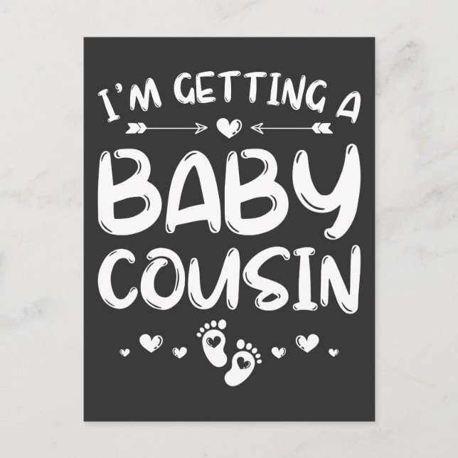 Carte Postale J'obtiens un bébé cousin Genre Révéler bébé (Devant)