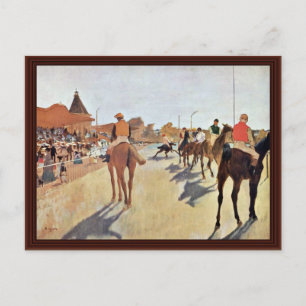 Carte Postale Jockeys Devant Le Grand Stand Par Edgar Degas