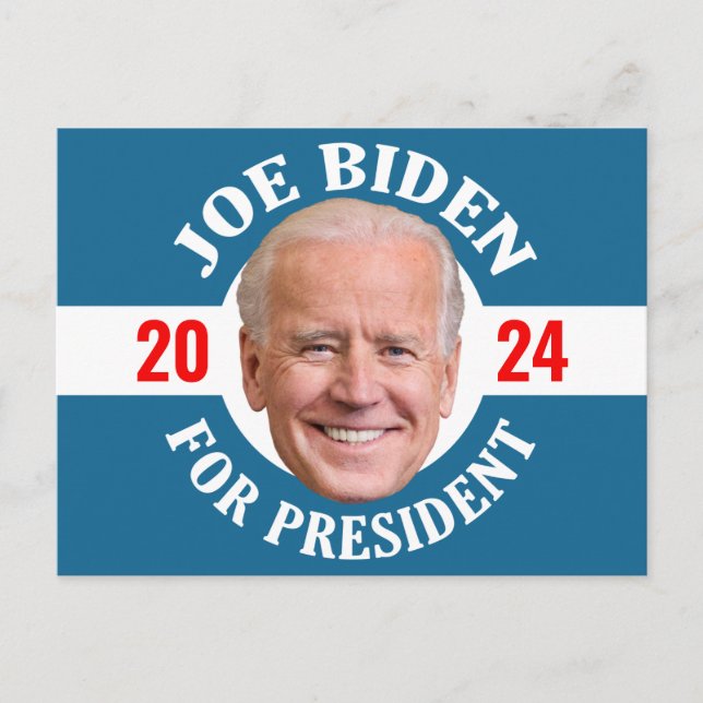 Carte Postale Joe Biden 2024 - Conception Classique Photo Bleu B (Devant)