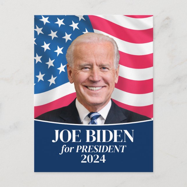 Carte Postale Joe Biden 2024 pour le Président Photo et Drapeau (Devant)