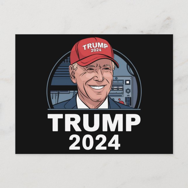 Carte Postale Joe biden Portant un Casquette Trump (Devant)