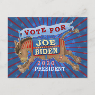 Carte Postale Joe Biden pour le président 2020 Démocrate Donkey