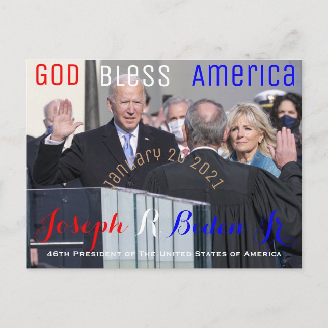 Carte Postale Joe Biden prêtant serment d'office le 20 janvier (Devant)