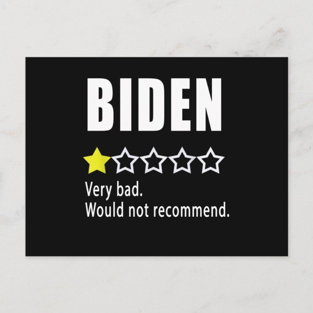 Carte Postale Joe Biden Très mauvais. Ne serait pas recommandé (Devant)