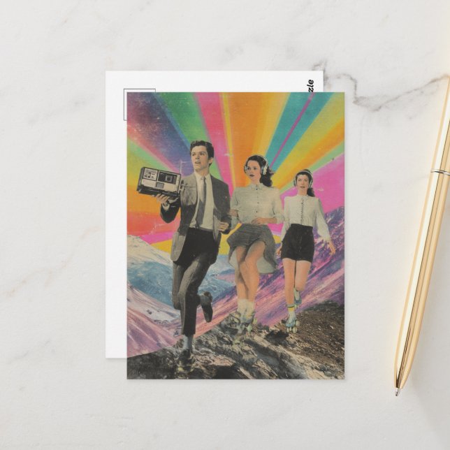 Carte Postale Jogging et patinage sur Mountain Ridge Surreal (Devant/Arrière en situation)