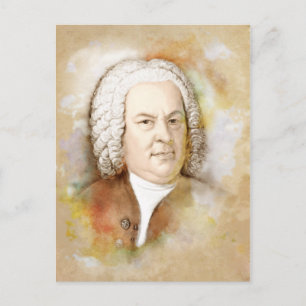 Carte Postale Johann Sebastian Bach Portrait en beige