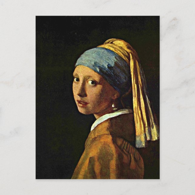 Carte Postale Johannes Vermeer art - Fille avec une oreille perl (Devant)