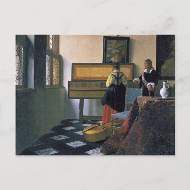 Carte Postale Johannes Vermeer - La leçon de musique (Devant)