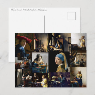 Carte Postale Johannes Vermeer - Patchwork de chefs-d'oeuvre