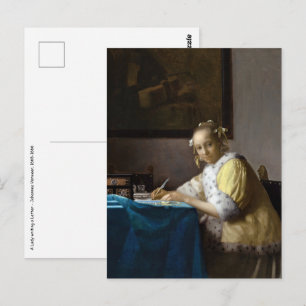 Carte Postale Johannes Vermeer - Une dame écrit une lettre