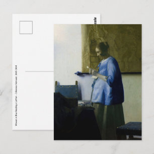 Carte Postale Johannes Vermeer - Une femme en bleu lisant une le