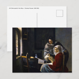 Carte Postale Johannes Vermeer - Une fille interrompue à sa musi