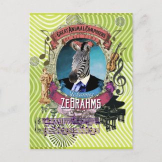 Carte Postale Johannes Zebrahms Zebra Animal Composer Brahms