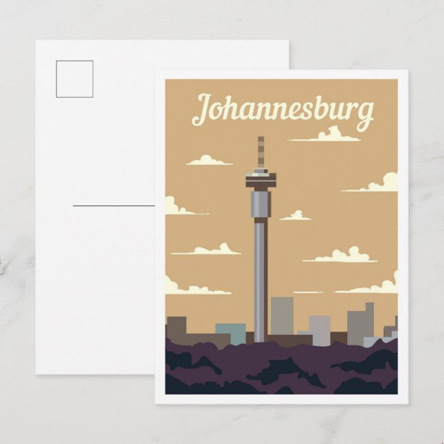 Carte Postale Johannesburg Afrique du Sud Art Travel Illustratio (Devant / Derrière)