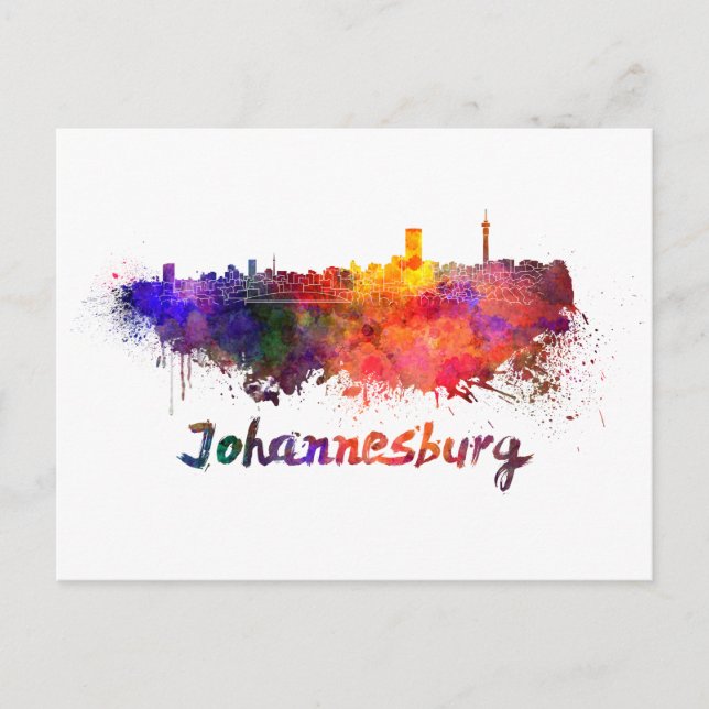 Carte Postale Johannesburg skyline in watercolor (Devant)
