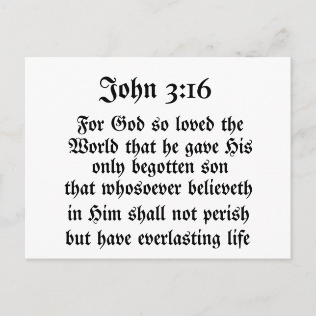 Carte Postale John 3:16 (Devant)