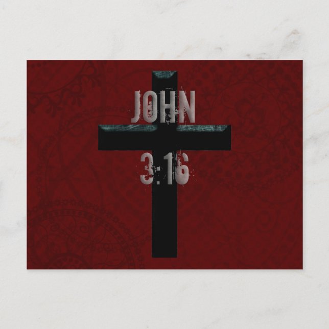 Carte Postale John 3:16 Croix chrétienne (Devant)