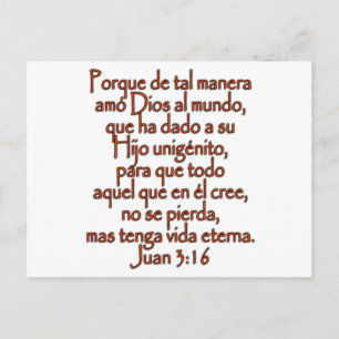 Carte Postale John 3:16 Espagnol