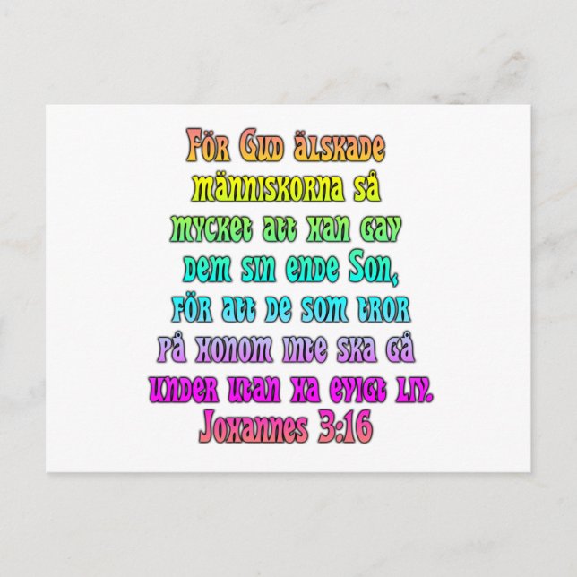 Carte Postale John 3:16 Suédois (Devant)