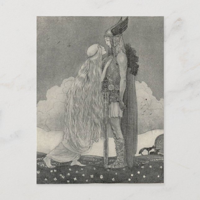 Carte Postale John Bauer - Freyja et Svipdag (Devant)