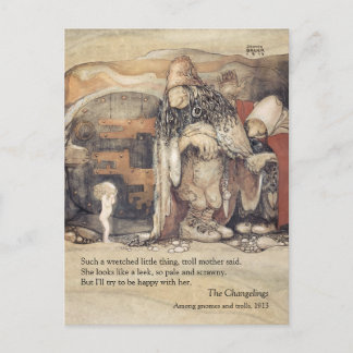 Carte Postale John Bauer Troll couple Princesse bébé Changelins