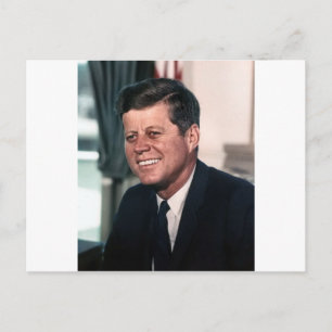 Carte Postale John F. Kennedy Portrait couleur de la Maison Blan