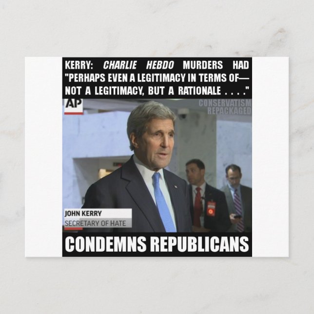 Carte Postale John Kerry : Secrétaire à la haine (Devant)