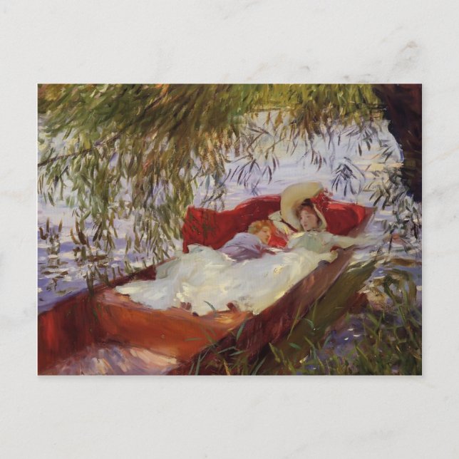 Carte Postale John Sargent - Deux femmes endormies dans un Punt (Devant)