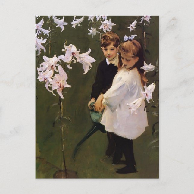 Carte Postale John Sargent - Étude de jardin des enfants Vickers (Devant)