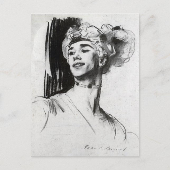 Carte Postale John Sargent : Vaslav Nijinsky dans Le Pavillon (Devant)
