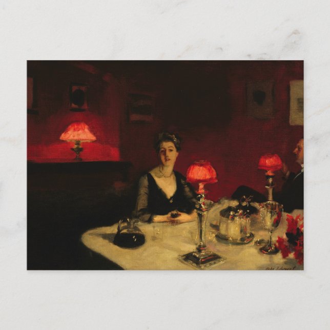 Carte Postale John Singer Sargent - Un dîner table à la nuit (Devant)
