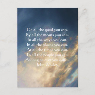 Carte Postale John Wesley Citation Vivante Avec Ciel Bleu Nuages