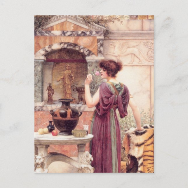 Carte Postale John William Godward - Au jardin (Devant)