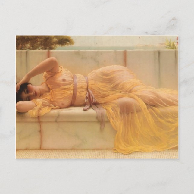 Carte Postale John William Godward - Fille dans la galerie jaune (Devant)