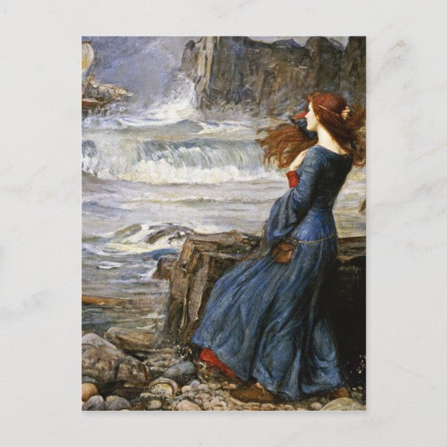Carte Postale John William Waterhouse - Miranda - La tempête (Devant)