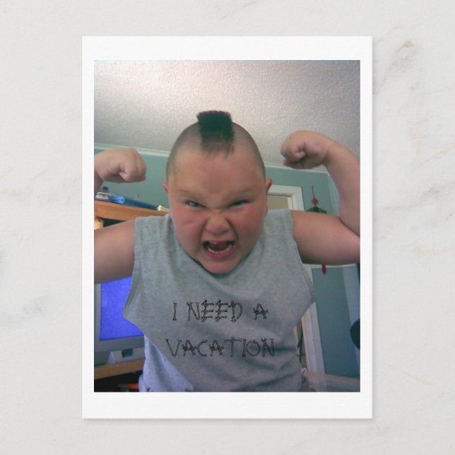 Carte Postale Johnny_1, J'AI BESOIN DE VACANCES (Devant)